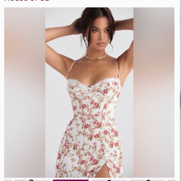 HOUSE OF CB London:  Charlotte Rose Print Corset Midi Sundress, M   *NWT* - Picture 3 of 8